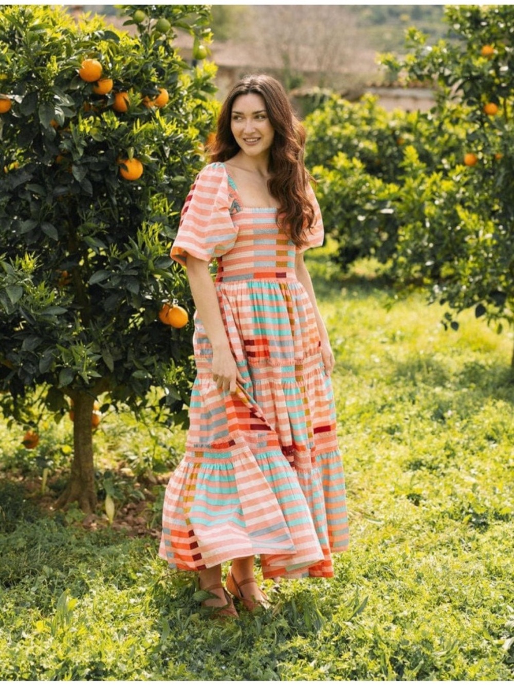 Sunshine Tienda Apricot Colorful Striped Toula Dress NWT - Picture 2 of 5